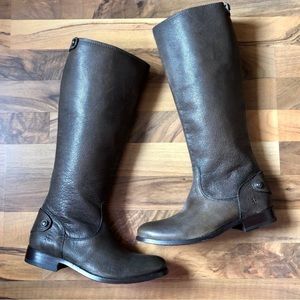 FRYE Melissa Button Gray Brown Riding Boot 6.5